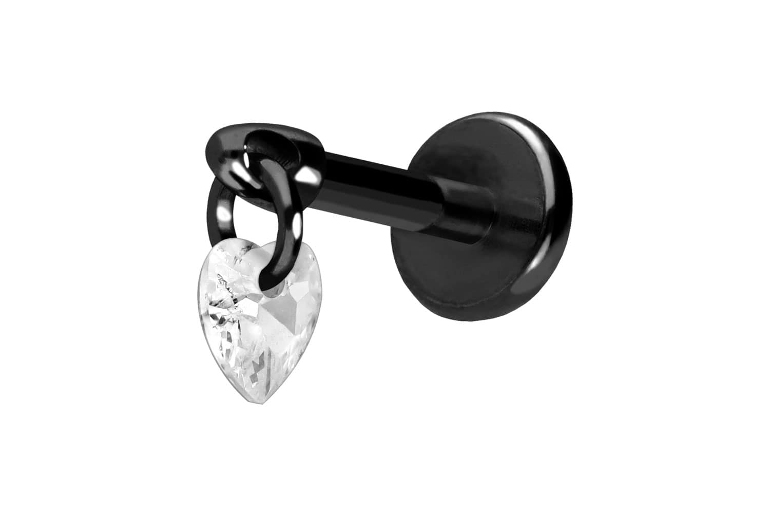 Titan Labret Piercing mit Push Fit KRISTALLHERZ